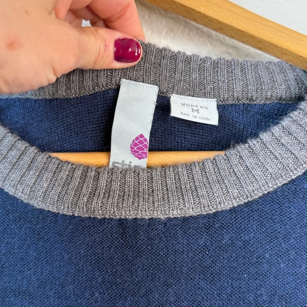 Stio Crew Neck Sweater Merino Wool Blue and Gray size Medium - Picture 6 of 14